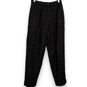 Pretense Dress Pants Women's 9-10 Black Plaid Wool Blend Lined Vintage Academia